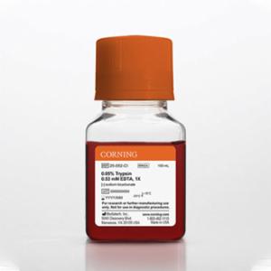 Corning 100 mL Trypsin EDTA 1x, 0.05% Trypsin/0.53 mM EDTA in HBSS [-] sodium bicarbonate, calcium, magnesium, Porcine Parvovirus Tested 25-052-CI