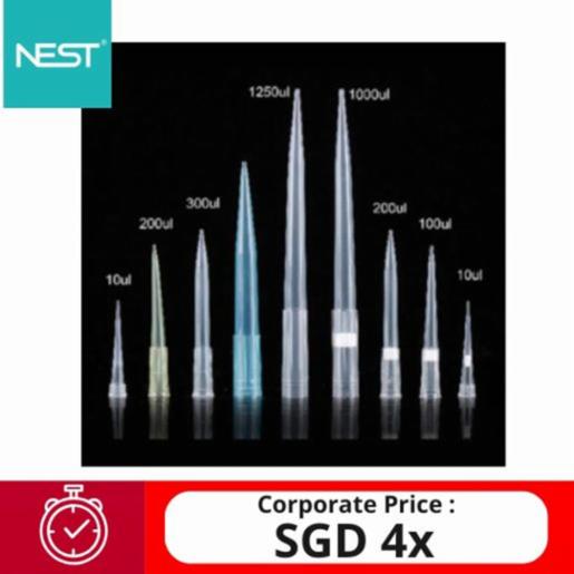 Wuxi Nest 1250 μl Universal Pipette Tips, Clear, Bulk, Non-Sterile, 500/pk, 5000/cs 304006